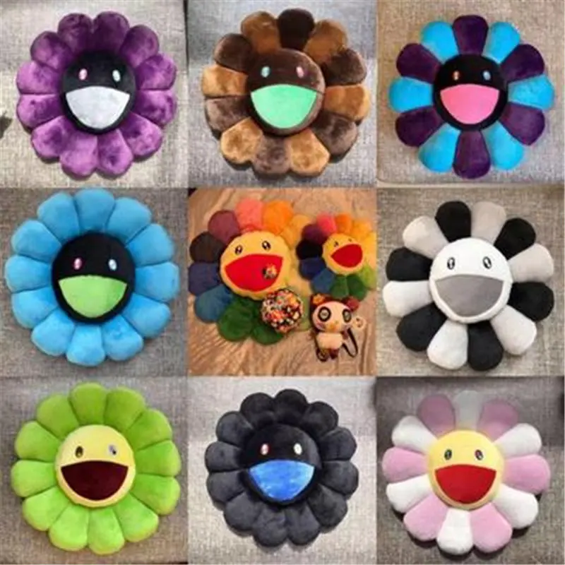 

New 60cm Kawaii Murakami Sunflower Pillow Soft Flower Stuffed Doll Kaikai Kiki Colorful Plush Toy Cushion Gift