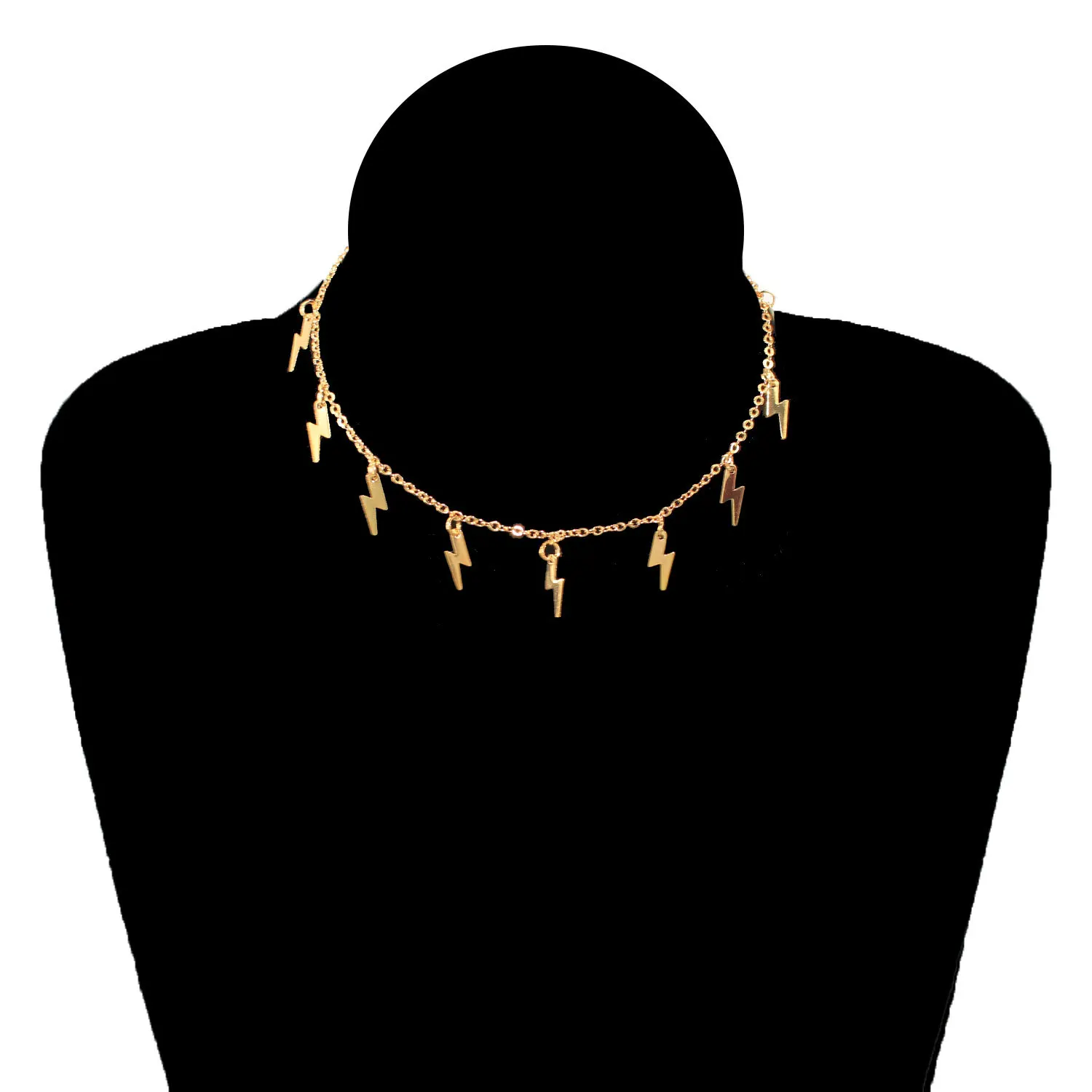 New Fashion Lightning Shape Gold Silver Color Pendant Necklace for Women Girl Jewelry Boho Classic Statement Choker Necklace