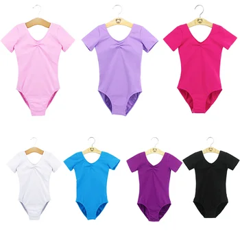 

Lycra Cotton Children Girls Ballet Dance Leotard Bodysuit Gymnastics Leotard Stage Dance Wear Pink Purple Breathable For Dancing