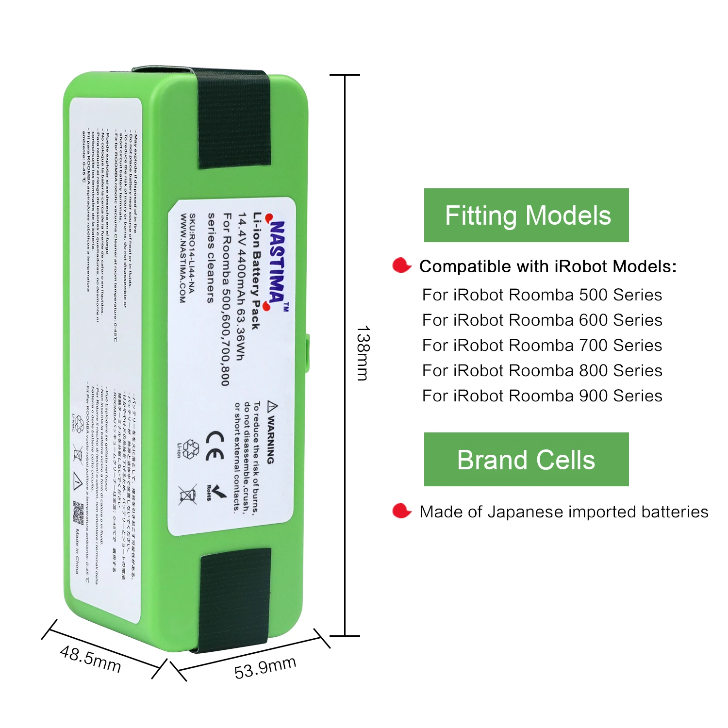 Nastima 4400mah Li-ion Battery Compatible With Irobot Roomba R3 500 600 700  800 Series 500 550 560 620 650 675 760 770 780 870 - Rechargeable Batteries  - AliExpress