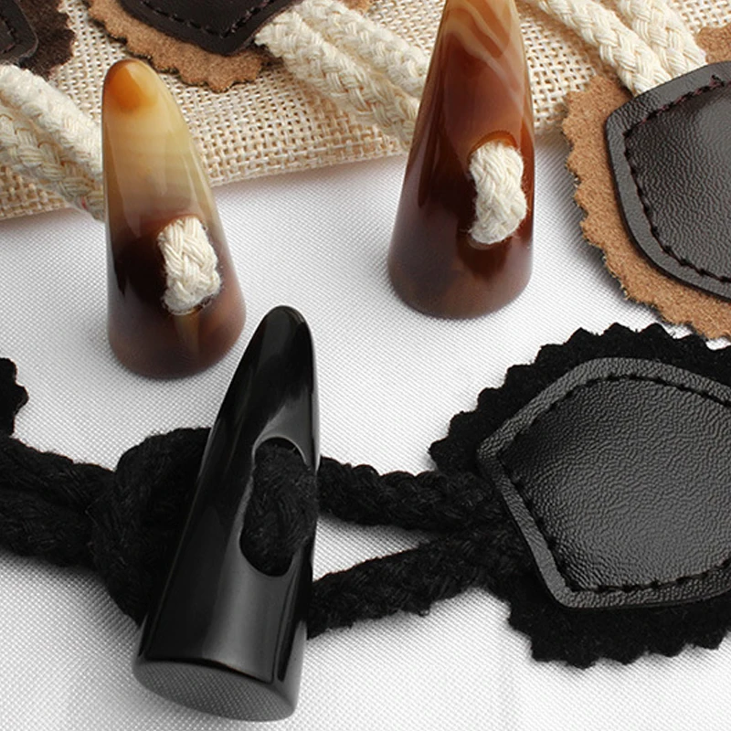 2PC Leather Horn Toggle Closure DIY Accessories Coat Jacket Duffle Clip Pin Holder Sewing Fasteners Cardigan Wrap Shawl |