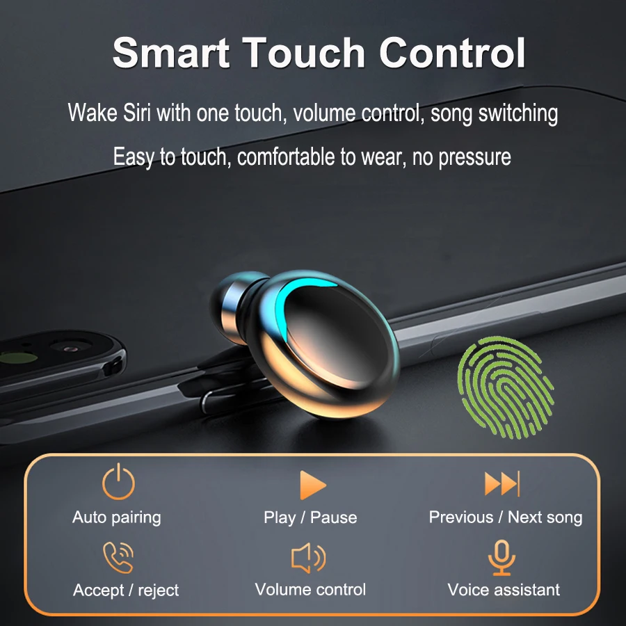 Беспроводные наушники F9-6 Touch, Bluetooth 5,0, наушники TWS, стерео, IPX6, водонепроницаемые, с шумоподавлением, 1500 мА/ч, зарядная коробка, гарнитура