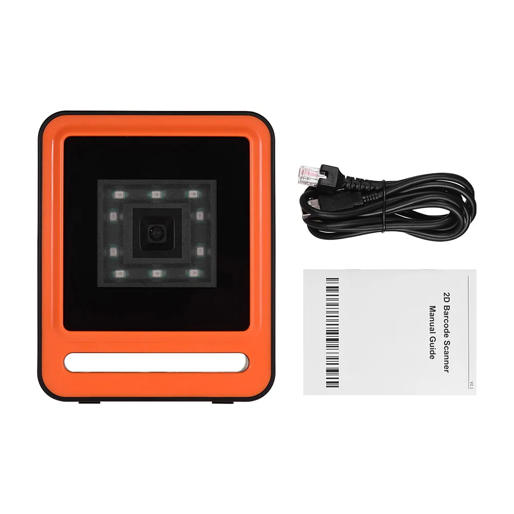 Aibecy 1D 2D QR Barcoder сканер Настольный всенаправленный Hands-free USB проводной считыватель штрих-кода для супермаркета розничного магазина - Цвет: Orange