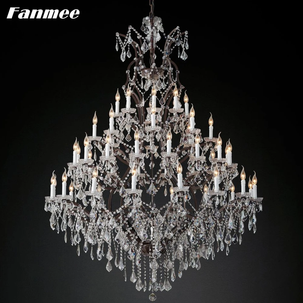 19th C. Круглая железная и Хрустальная люстра Rococo винтажный светодиодный