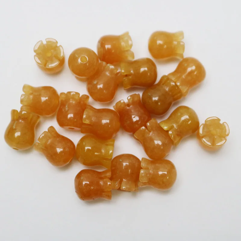 Fubaoying натуральный апельсиновый авантюрин резной цветок бусина 15 шт. 9x10 мм Серьги