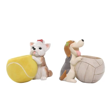 

2pcs Planter Pot w/ Dogs Mini Herbs Plants Pot Home Decoration Art Gifts