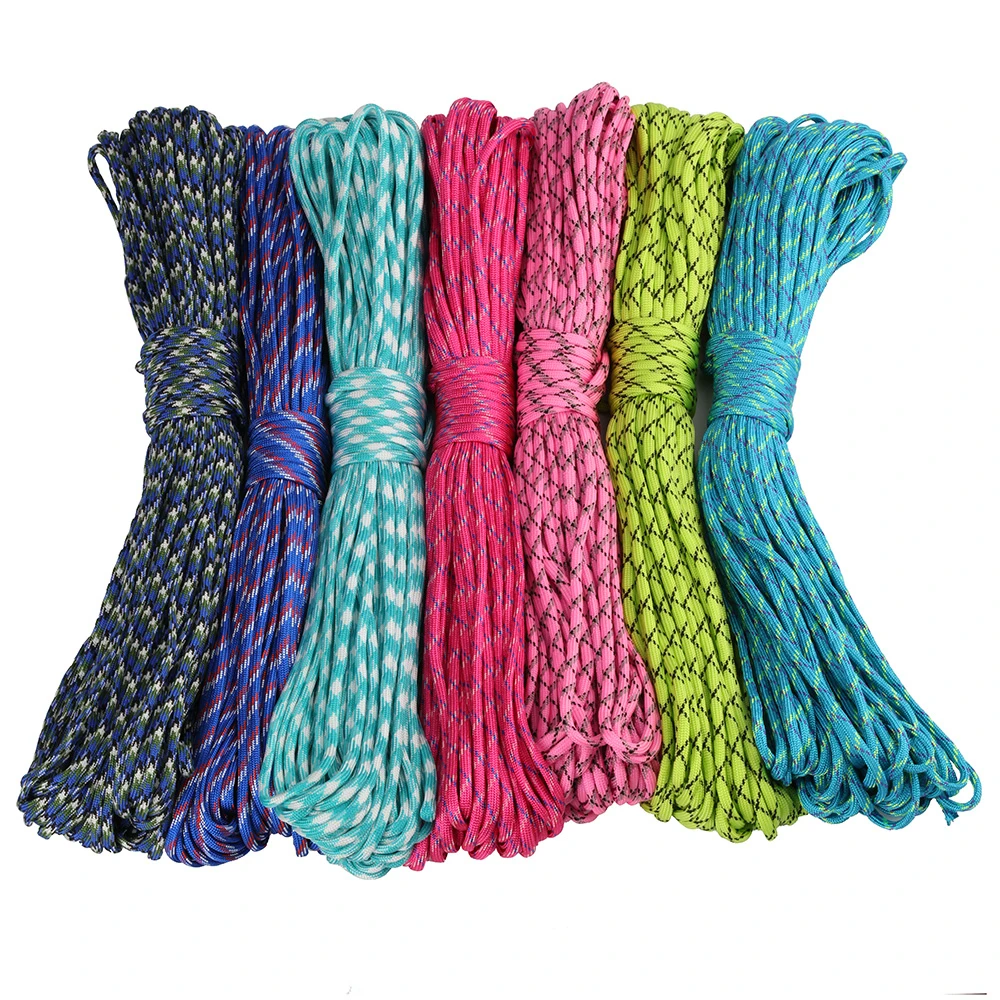 100ft Color 5mm 7 strands Cores Paracord for Survival 550 Parachute Cord Lanyard Camping Climbing Camping Rope Hiking Clotheslin nylon cord