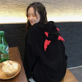 

WEPBEL Devil Cartoon Wings Ears Hoodie Full Sleeve Women Hooded Pullover New Fashion Spring Top Sweatshirt