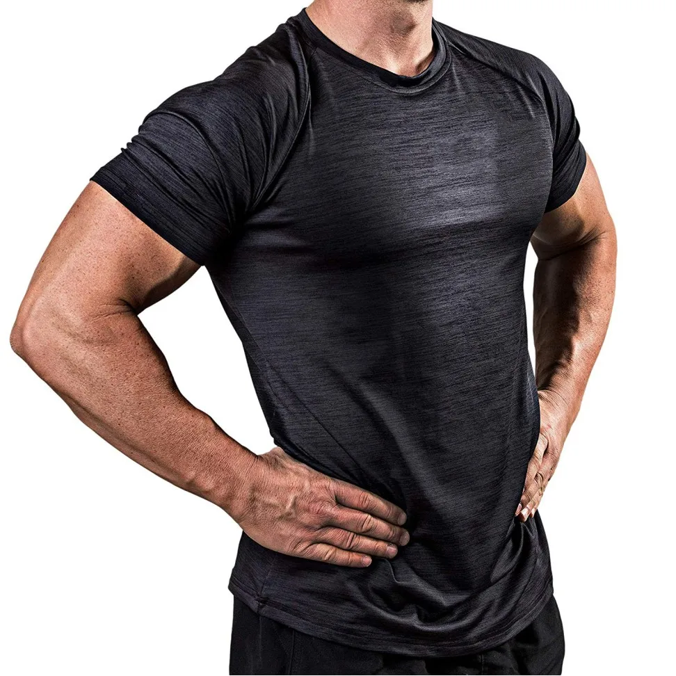 Новинка, Мужская компрессионная футболка для бега, Спортивная облегающая футболка, Мужская футболка для тренажерного зала, фитнеса, бодибилдинга, тренировки, черные топы, одежда - Цвет: T-shirt 5