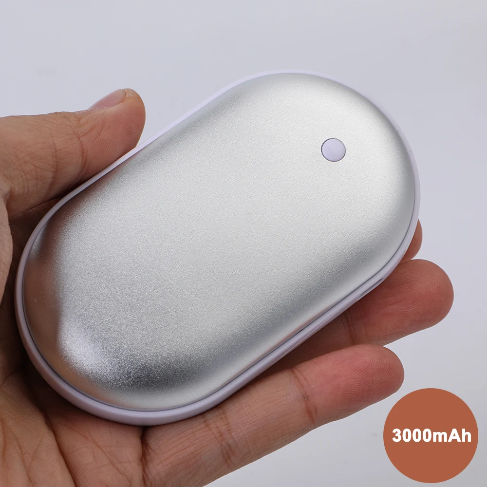 3000mAh silver USB ручной нагреватель 5200 мАч перезаряжаемый электрический обогреватель для рук мини-телефон внешний аккумулятор Карманный нагреватель Быстрая зарядка портативный внешний аккумулятор - Цвет: 3000mAh silver