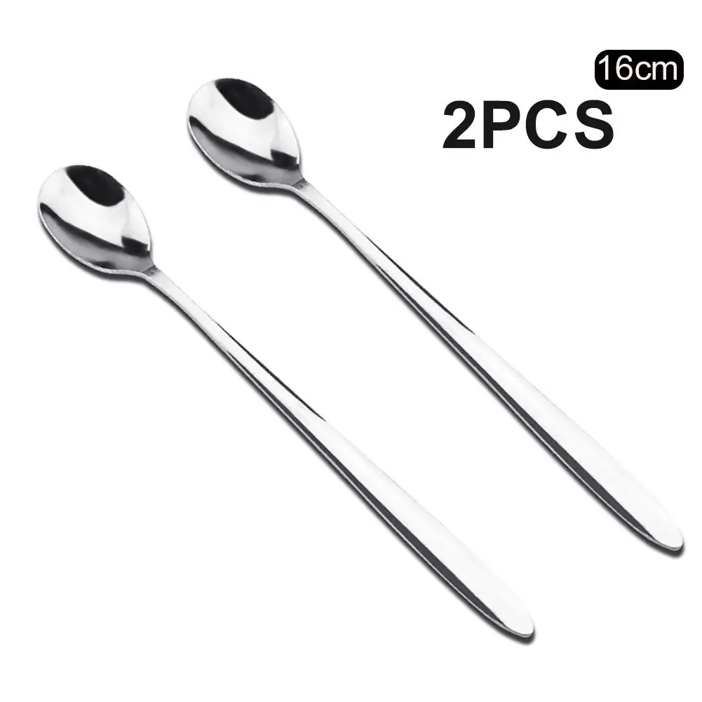 

2Pcs Long Handled Stainless Steel Coffee Spoon Ice Cream Dessert Tea Spoon For Picnic Kitchen Accessories