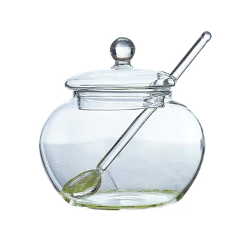 

Glass Jar Sugar Cookie Bowl with Lid Spoon Transparent Candy Home Kitchen Storage