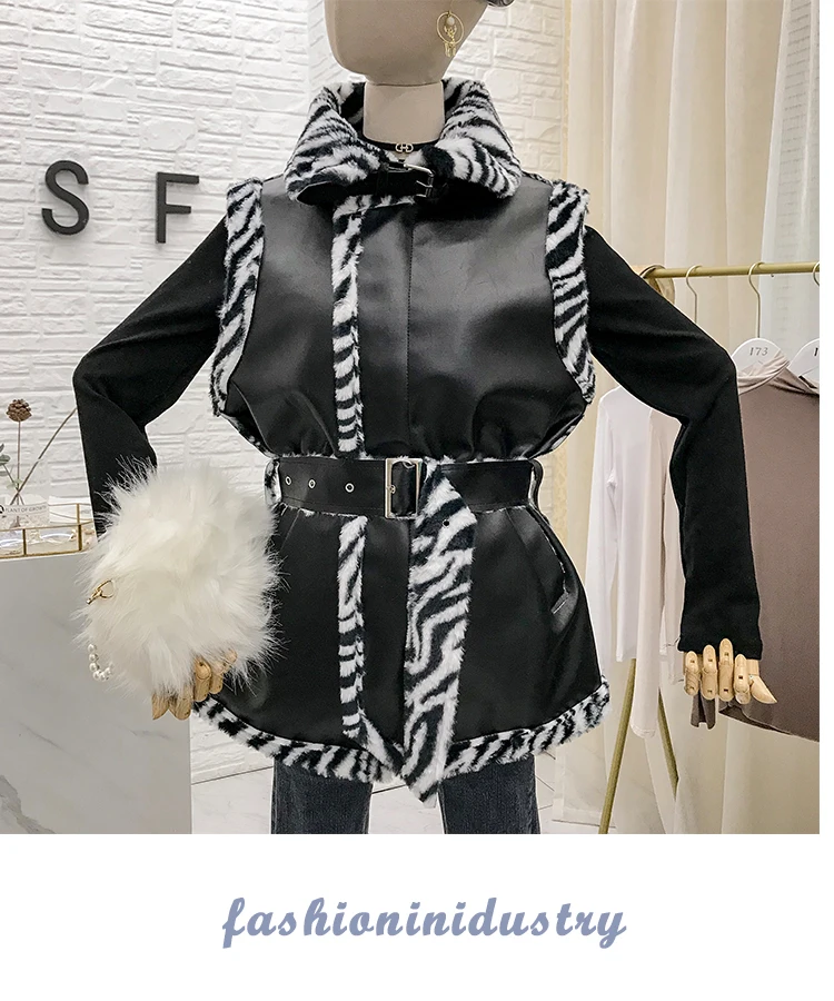 Новинка, зимний жилет из искусственной кожи, Женский Теплый Бархатный утепленный жилет в полоску, женский жилет из искусственной кожи