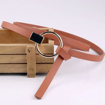 

Woman Knotted Ring Dress Decorative Fashion Wild Small Sweater Chain Waist Thin Belt Round Buckle