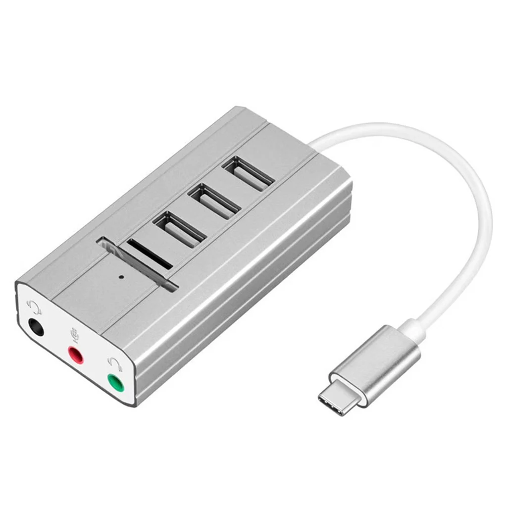 USB концентратор звуковые карты аудио выход TYPE-C адаптер USB разветвитель внешняя звуковая карта ПК ноутбук SD TF кард-ридер