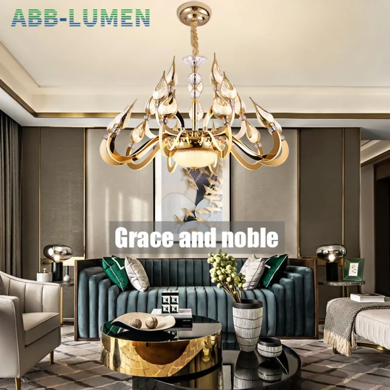 

Modern K9 Crystal Lamp Chandelier for Living room Luxury Gold pendant lamp Chandeliers Lighting for living room decoration