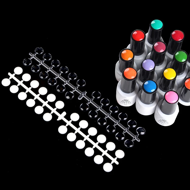 

5Pcs Nail Tips Color Card Round Double Sided Nails Art Polish Palette Materiel Organizer Display False Dot Flat Tools