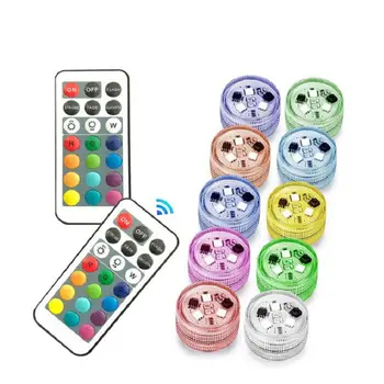 

10 Lights 2 Remote Controls Waterproof Luminous Diving Lights Fish Tank Bottle Bottom Rgb Lights Led Knob Decoration
