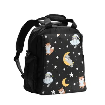 

Diaper Bag Cute Sleeping Animals And Stars Maternity Nappy Bag with Newborns Foldable Changing Pad Diaper Cover Mat