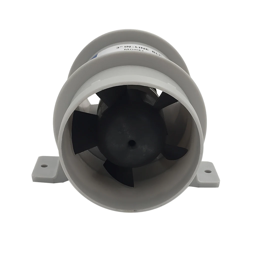 High Air Flow 3 Inch In-Line Bilge Quiet Blower 12 Volt - 3inch Dia. Hose