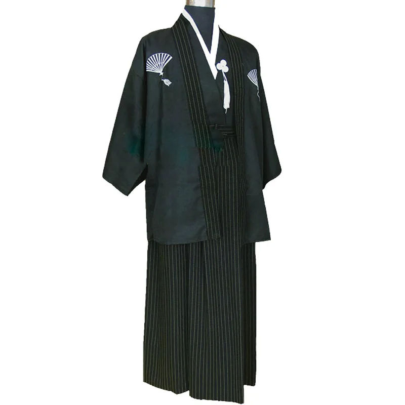 

Japanese Traditional Samurai Kimono For Men Yukata Bathing Robe Hekoobi Loose Style Sauna Wear Homewear Belt Long Gown Cotton