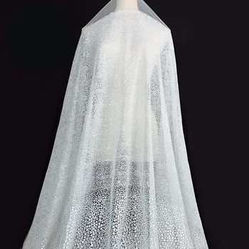 

1yard off white New style heavy handmade embroidery French African Tulle transparent net Lace Fabric For Wedding