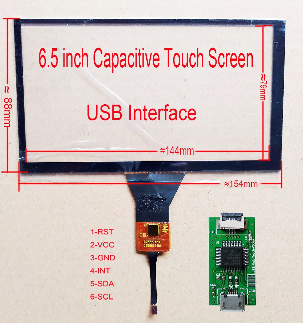 4,3/5/6,2/6,5/7/8/9/10,1/10,2 дюймов Автомобильный навигатор Сенсорный экран 6Pin GT911 Универсальный сенсорный экран панель USB контроллер печатная плата - Цвет: 6.5inch usb touch B