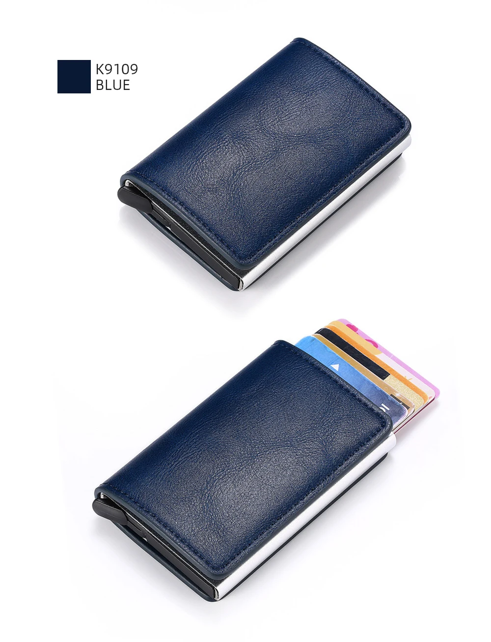 Business ID Credit Card Holder Men Women Coin Leather Wallet RFID Aluminium CardHolder Box with Money Clips Purse
