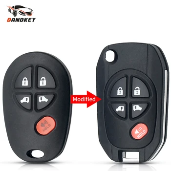 

Dandkey Flip Remote Key Shell Car Case Modified 5 Buttons TOY43 Blade Fob For Toyota Tacoma Highlander Sequoia Sienna Tundra
