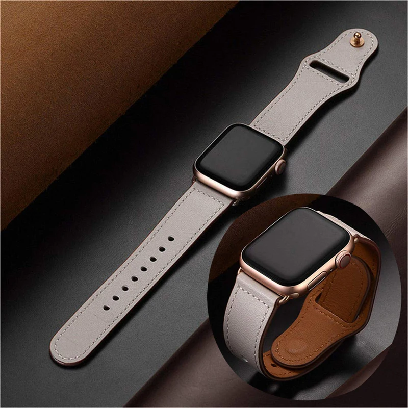 

Genuine leather loop straps for apple watch band 42/38mm apple watch 4 44/40mm wristband correa bracelet for iwatch series 3/2/1