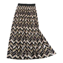 Женские юбки, женская элегантная повседневная модная плиссированная юбка с высокой талией и геометрическим узором в горошек с леопардовым принтом