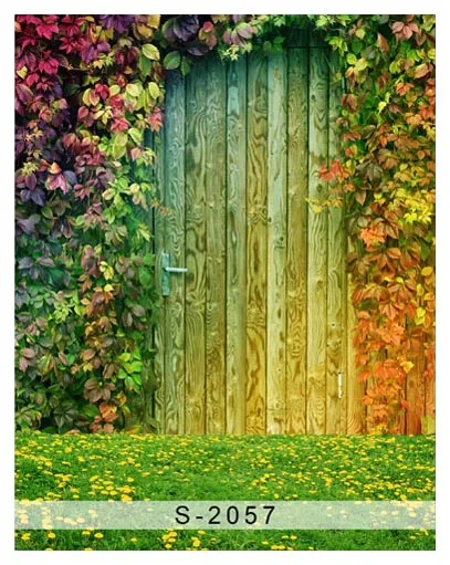 5x7FT Dark Green Leaves Branch House Wood Door Grass Garden Custom Photo Studio Backdrop Background Banner Vinyl 220cm x 150cm |