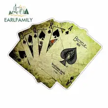 EARLFAMILY 13cm x 11.1cm Cartoon Playing Card funny car stickers bumper Trunk truck Graphics JDM vinyl car wrap accessories