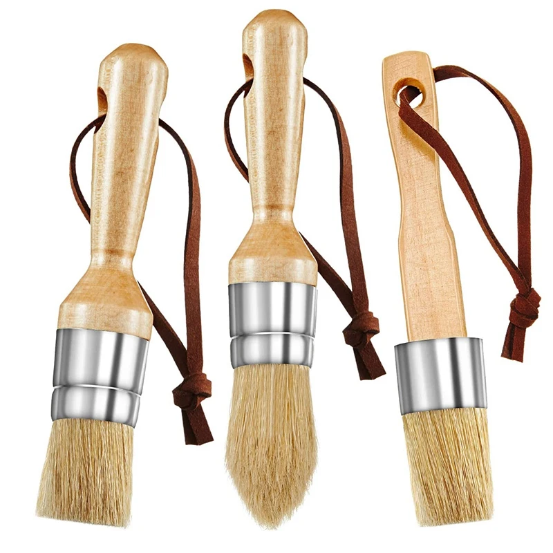 types of paint brushes 3 Pieces Chalk and Wax Paint Brushes Bristle Stencil Brushes Including Flat Pointed and Round Chalked Paint Brushes artist paint brushes