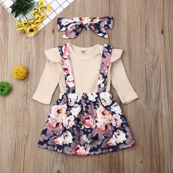 

US 3PCS Newborn Baby Girl Clothes Romper Bodysuit+Tutu Floral Dress Outfit Autumn Clothes Set 0-24 months