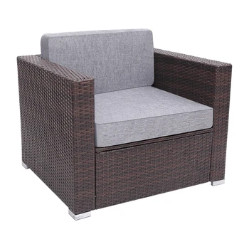 

Patio PE Wicker Rattan Single Sofa and Ottoman Sofa