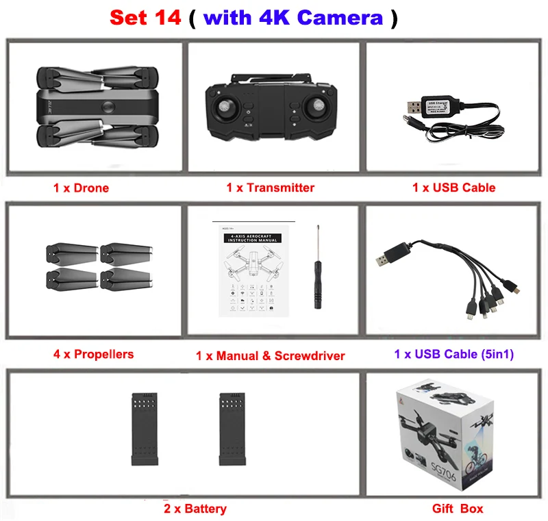 HD камера 4K 50X зум оптическое положение потока складной Радиоуправляемый квадрокоптер удержание высоты управление жестами RC вертолет дроны детские игрушки - Цвет: set14