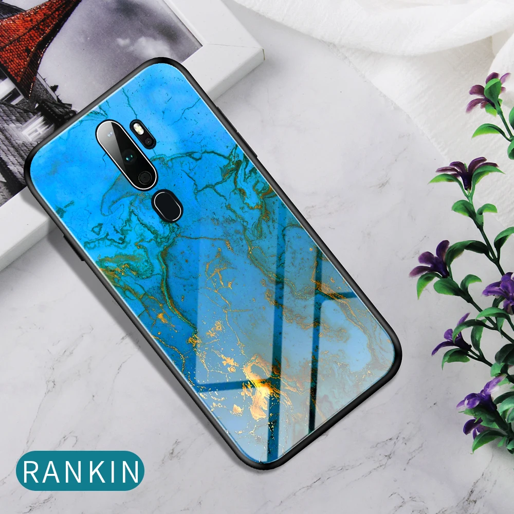 style 02 Для oppo A9 чехол Роскошный мрамор зерна Градиент Жесткий закаленное стекло защитный чехол на заднюю панель для oppo a5 oppo A11X - Цвет: style 02