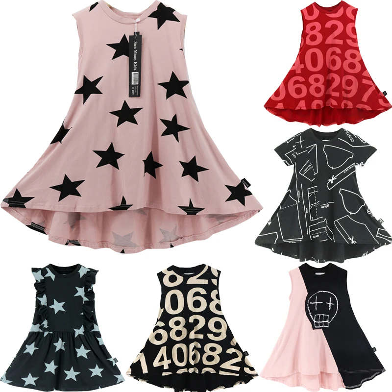 2020 New Summer Kids Dresses For Girls Sleeveless O-Neck Fashion Printing Christmas Dress Girl Cotton Baby Clothes | Детская одежда и