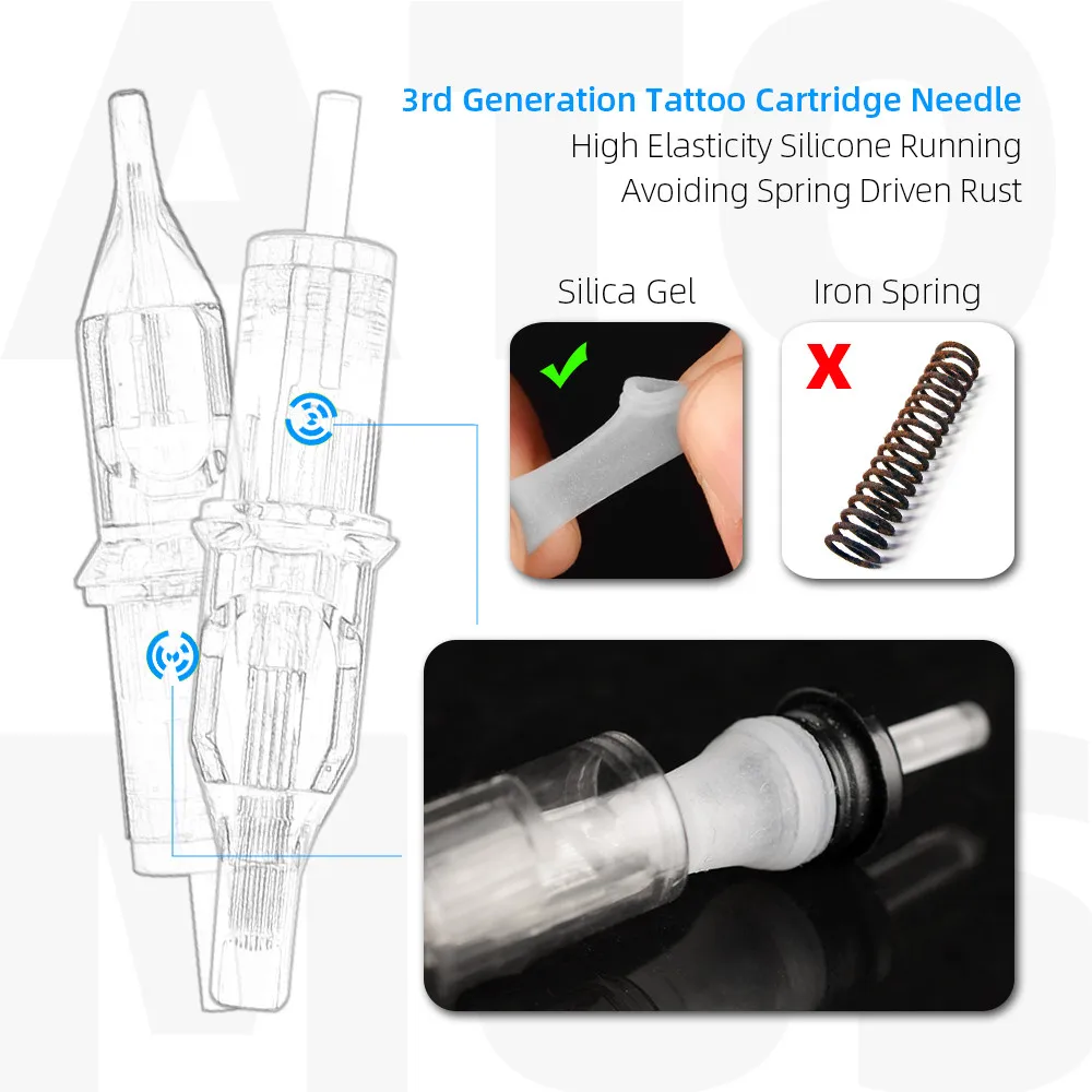 10pcs Disposable Tattoo Cartridge Needles 1RL 3RL 5RL 7RL 9RL 11RL 5RM 7RM 11RM 3RS 5RS 7RS 9RS 11RS 5/7/9F/M1 Tattoo Machine