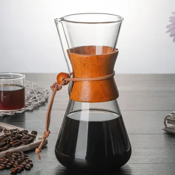 

600ml/3 Cups Coffee Pot Heat Resistant Classic Glass Coffee Maker Funnel Style Pour Over Coffeemaker Filter Coffee Pot