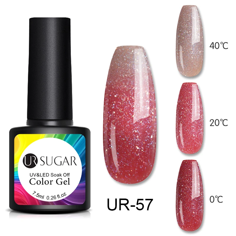 new57 Ur Sugar 7,5 мл термальный блеск замачиваемый УФ-гель голографический лак температура меняющий цвет Лак Гель-лак для ногтей Декор - Цвет: new57