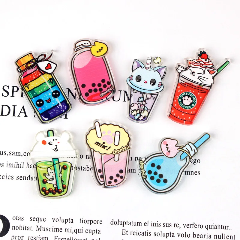 10 шт миниатюрные Kawaii молочные бутылки чашки чая плоский задний плоский полимер DIY ручной работы Пачи для волос луки брелок украшения для телефона