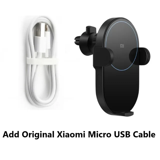 Xiao mi беспроводное автомобильное зарядное устройство 20 Вт макс Электрический авто Pinch 2.5D стекло кольцо Горит для mi 9(20 Вт) mi X 2 S/3(10 Вт) Qi для Xiao mi - Цвет: Add Micro Cable