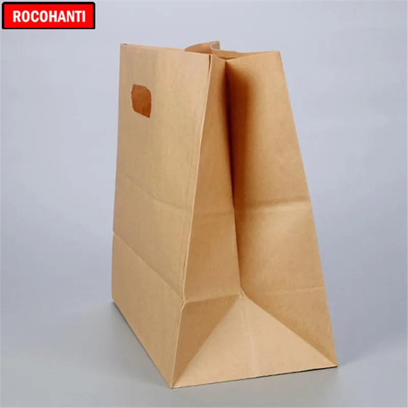 100X изготовленный на заказ логотип напечатанный из переработанной коричневой крафт-бумаги бумажные подарочные пакеты для хлеба на заказ Take Out сумка для еды с собой с ручкой