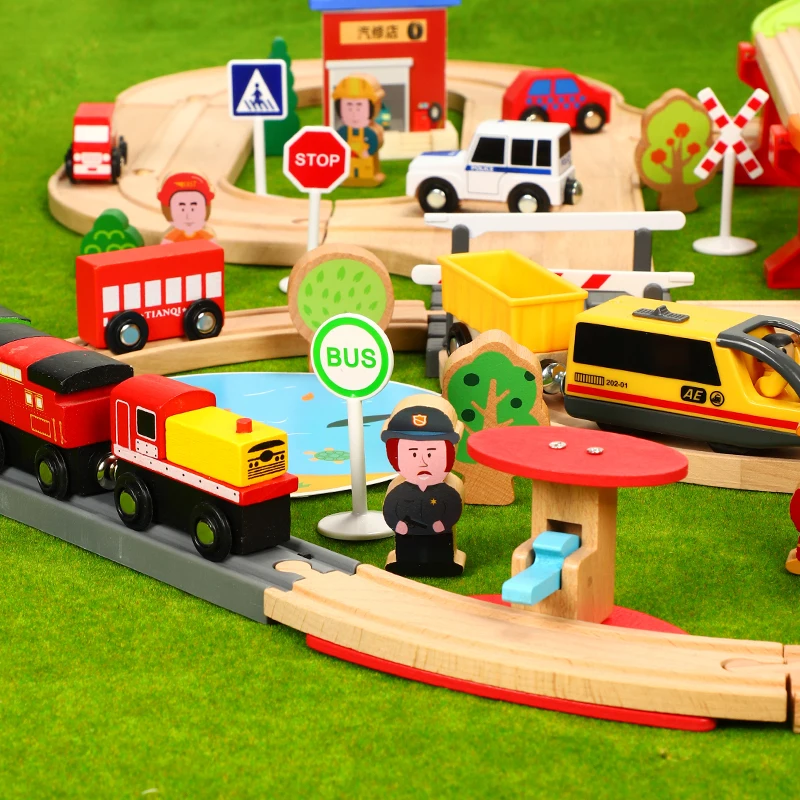 Обычные деревянные треки поезд набор игрушек железная дорога Магия Брио деревянные Обучающие игрушки-пазлы для детского подарка на день рождения