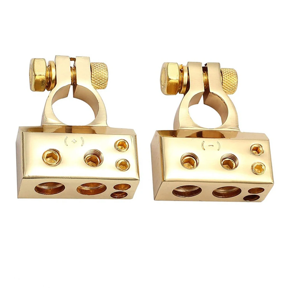 2pcs Auto Car Positive Negative Battery Terminal Clamp Connector With 4 interfaces for 4GA/6GA/8GA/10GA Power Cable 2pcs Auto Car Positive Negative Battery Terminal Clamp Connector With 4 interfaces for 4GA/6GA/8GA/10GA Power Cable