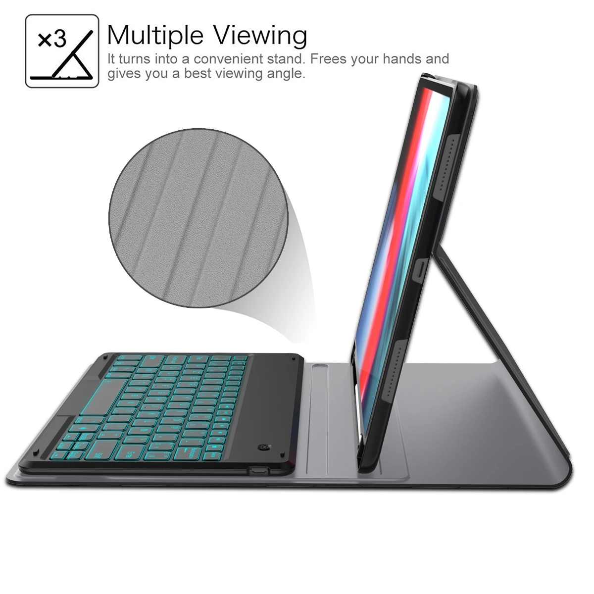 7 цветов с подсветкой Французская клавиатура чехол для IPad Pro 12,9 разделяемая планшетная клавиатура Bluetooth кожаный чехол с держателем ручки