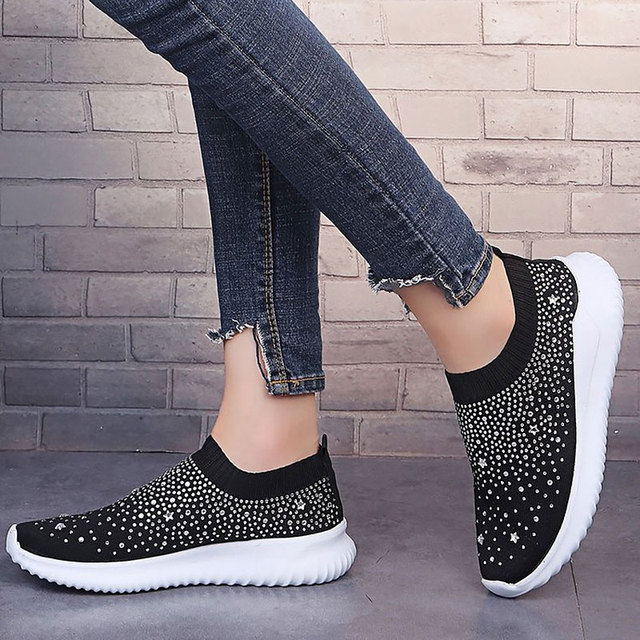 casual shoes woman sports shoes breathable mesh sneakers women shoes crystal platform women sneakers white black pink