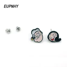 EUPNHY, 1 пара, милые серьги-гвоздики Popeye для женщин и мужчин, Необычные эмалевые серьги, ювелирные изделия, рождественские подарки